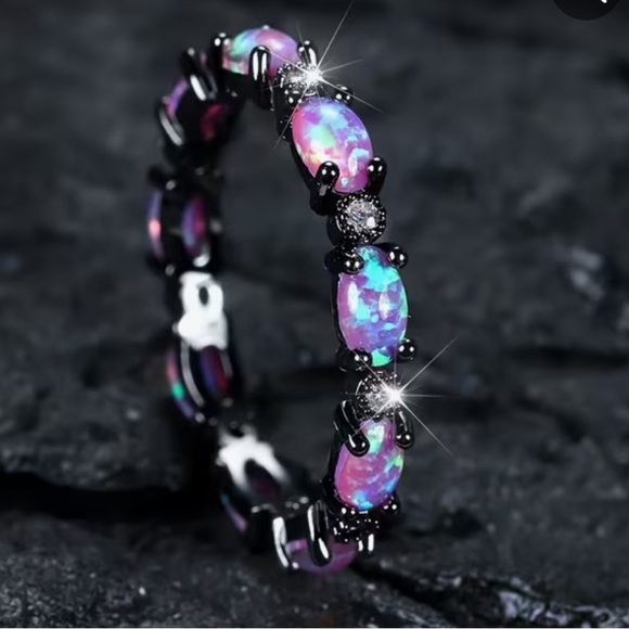 Sterling Black & Purple Opal Ring - Picture 4 of 7